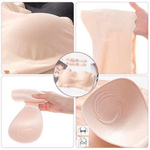 Feoya Seamless Strapless Bra Multiway Push Up Bra Bandeau Plus Size Invisible Bra Push Up Wirefree Bralette Convertible Soft Bra With Removable Pad For Women Ladies M Beige #TOP5