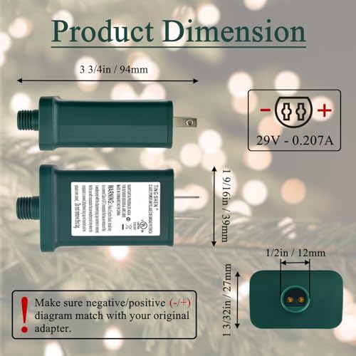 Image of Power Supply TS-60W290V Class 2 Transformer 29V 0.207A 6W Raintight IP44 US Plug Connector 1 /2in 12mm Adapter Replacement for TS-LU6W LED String Light Holiday Lighting Christmas X-Mas Tree