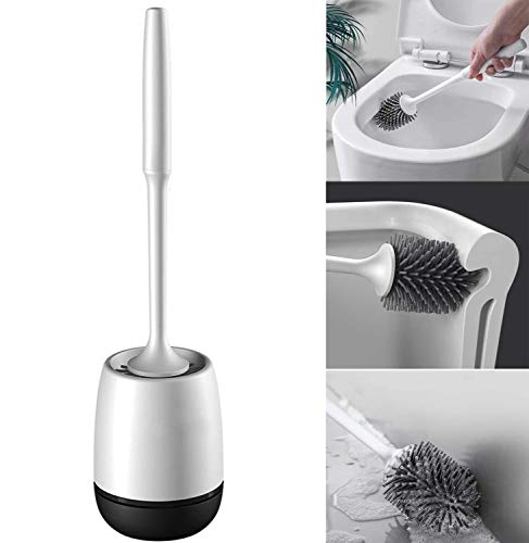 Skoye - Juego de cepillos y soportes para inodoro, de silicona y silicona, para baño, cepillo de limpieza suave y antiarañazos