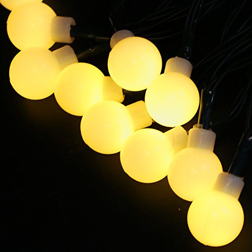 XUNATA 12 metros de luzes LED solares, flexíveis, à prova d'água, 100 LEDs, bola de luzes brancas p