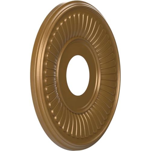 Image of Ekena Millwork CMP13BECGH Berkshire Thermoformed PVC Ceiling Medallion (Fits Canopies up to 5 3 /4 inch), 13 inchOD x 3 1 /2 inchID x 3 /4 inchP, Metallic Gold Rush