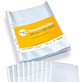 perfect line • 200 Prospekthüllen DIN-A4, Klarsichtfolien transparent, genarbt, MADE IN GERMANY