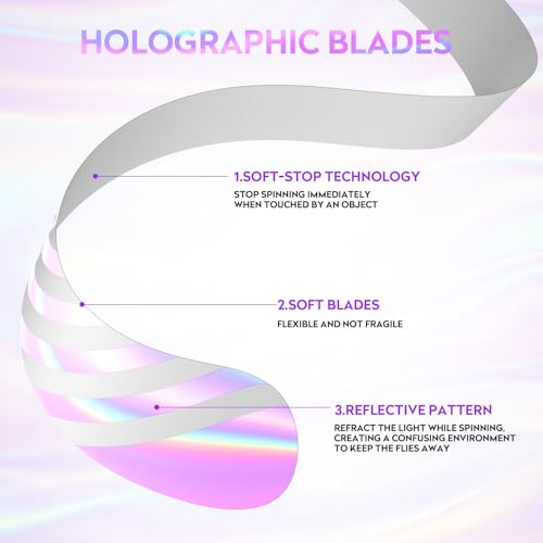 Fly Fans for Tables, Fly Repellent Fan Keep Flies Away, Battery Powered Bug Fans with Holographic Blades for Picnic, BBQ, Restaurant, Party and Kitchen, Indoor and Outdoor 4 Pack