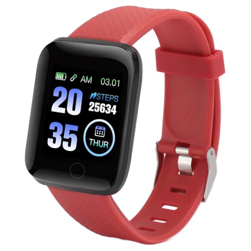 Smart Watch Promemoria 116 Plus Smartwatch da per e Sportivo Impermeabile con Notifiche Intelligenti Conteggio Passi uomo donna 1.3 pollici rosso