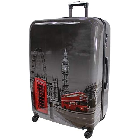 Rocklands London Lightweight 4 Wheel Hard Shell PC London Printed Luggage Suitcase Cabin Bag PC-05 (Large 29" (H79xW53xD32cm)) Cover