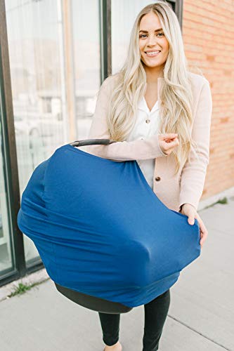 Image of Copper Pearl Nursing Cover for Breastfeeding - Multi-Use Baby Car Seat Cover, Stroller Cover & Breast Feeding Cover Up for Women, Stretchy Breathable High Quality Cover for Boy or Girl, River