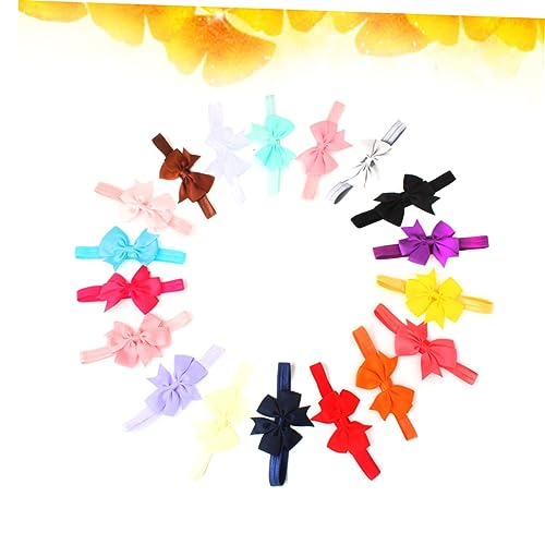 SUPVOX 20pcs Hair Bow Headbands Assorted Pure Color Shaped Ribbon Bows Soft Elastic Headbands for Newborns and Boy Girl Gift2