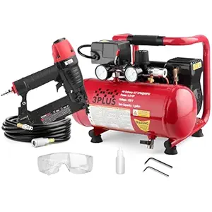 3PLUS HCB050401 18-Gauge Brad Nailer and Quiet Air Compressor Combo kit