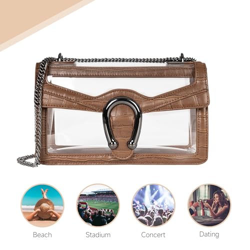Image of Joryin Women's Stadium Approved Crossbody Bag for Women, Small Clear Bag Shoudler Purse with Chain Strap