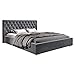 Juskys Polsterbett Katalonia 180 x 200 cm Samt — Bett mit Bettkasten, Lattenrost & Kopfteil — Bettgestell mit Samtbezug - Doppelbett — Dunkelgrau