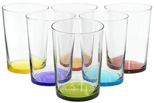 Red Co. Multicolor Large Drinking Glasses for Water, Juice and Cocktails, 16 Ounce – Set of 6