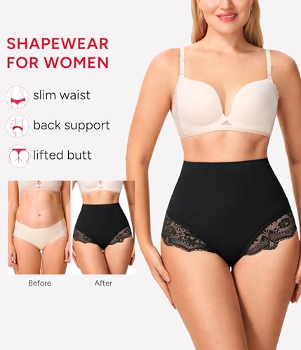 Nebility 2 Pack Tummy Control shapewear for Women Thong Underwear Panties Seamless Briefs Comfortable Stomach Butt Shaper3