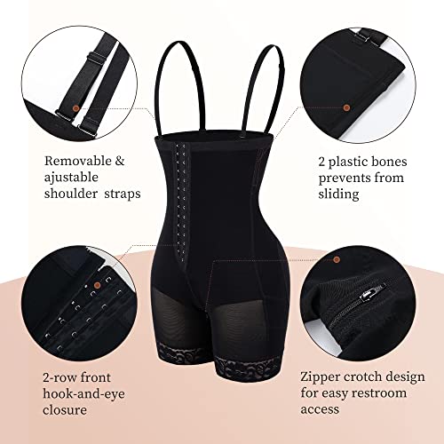 Image of YIANNA Fajas Colombianas Postpartum Tummy Control Shapewear for Women Body Shaper Girdles Butt Lifter Compression Garment with Zipper Crotch, YA7243-Black-XS