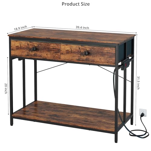 Image of VOWNER 40 Gallon Aquarium Stand with Power Outlet & Cabinet Storage, Brown