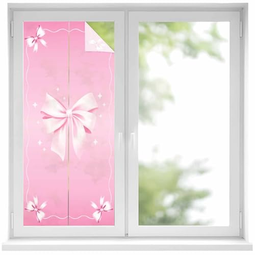 Película de privacidad para ventana con lazo rosa 19.6x39.3 in miniatura 1