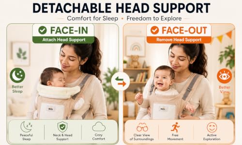 Image of GOLDEN BEE Baby Carrier with 4 Carry Positions, Adjustable Hip Seat Belt, Hip Seat Baby Carrier Bag 4 to 36 Months Baby, New-Born to Toddler Carrier, Ergonomic Baby Carry Bag up to 20kg (Beige)