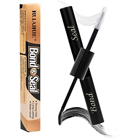 Ruairie Cluster Lash Glue Bond and Seal for DIY Individual Lash Extensions 2 in 1 Strong Hold Long Lasting Waterproof Eyelashes Glue Double Headed Cover