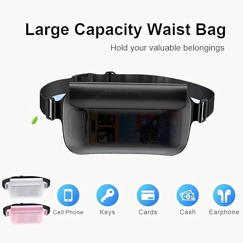 Bolsa impermeable para cintura, bolsa seca flotante para teléfono, esencial para playa, kayak, natación y bote (blanco) miniatura 4