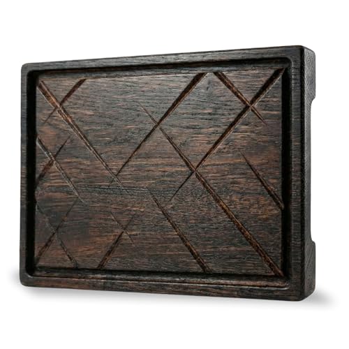 Tabla de Madera para Filetes de 35 x 25 Plato para Barbacoa de Roble Sólido - Plato de Corte Natural Grueso - Durabilidad y Calidad (Large)
