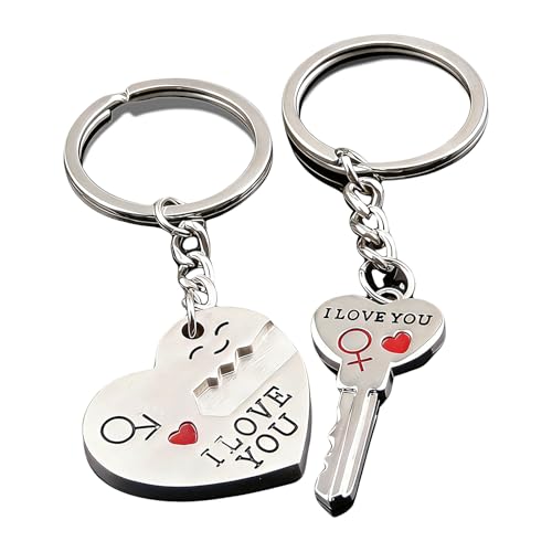 EUYKQNOI 2 Piezas llaveros para parejas,llavero pareja,regalo para novios,Llaveros Pareja Corazón para Novios, Enamorados, Regalo de San Valentín, Aniversario y Cumpleaños