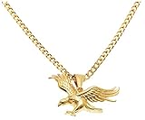 AZYOUNG Mens Stainless Steel 18K Gold Flying Eagle Pendant Cuban Chain Necklace,23.62+0.94’’