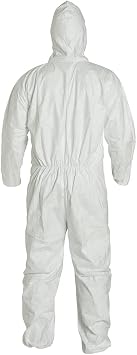 DuPont TY122S Disposable Elastic Wrist, Bootie & Hood White Tyvek Coverall Suit 1414 (Medium)