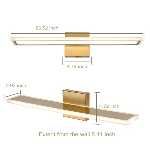 Image of Moose Gold Bathroom Light Fixture Led Vanity Light Brass Wall Sconce 4000k