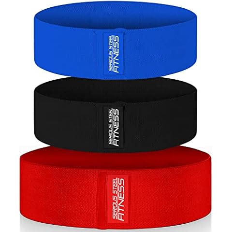 Serious Steel Fitness Hip and Glute Activation Band | Squat & Deadlift Warm-up Band for HIPS and Glutes (Three Pack (Blue-M, Black-M, Red-L)) Cover
