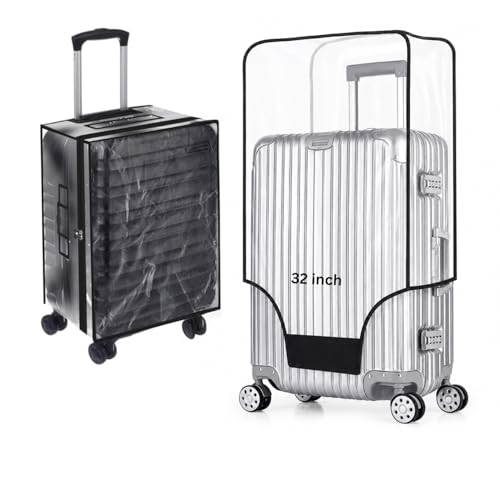 Image of Cover for Hard Luggage Trolley Bags Transparent Protective Covers PVC Fabric Waterproof Clear Suitcase Cover Protectors Travel Dustproof Luggage Cover (32 inch)