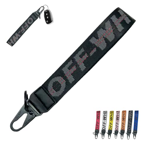 HAOKAISM Car Keychain lanyard for men Fabric Keychain Wrist Lanyard Key Ring for Cars Keys Wallets Jeans Stylish Letters Decoration(black)