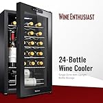Wine Enthusiast 24-Bottle Compressor Wine Cooler with Upright Bottle Storage - Freestanding Wine Refrigerator with Digital Touchscreen and LED Temperature Display - Image 2
