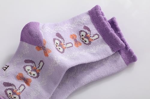 Image of Pink Socks for Girls, Calf length, Soft Pure Cotton, Lightweight & Breathable, 1 to 9 Years, Pack of 5, Designer socks, Gift Option