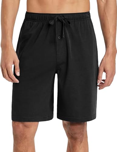 Image of Ekouaer Men's Pajama Shorts Soft Sleepwear Bottoms Elastic Waistband Loungewear Breathable Men Shorts with Pockets