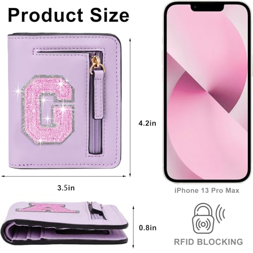 Image of Birthday Gifts for Teen Girl Kids Wallet Girl Wallets Small Initial Rfid Wallet Teen Girls Gift Preppy Stuff for Girls Purple G