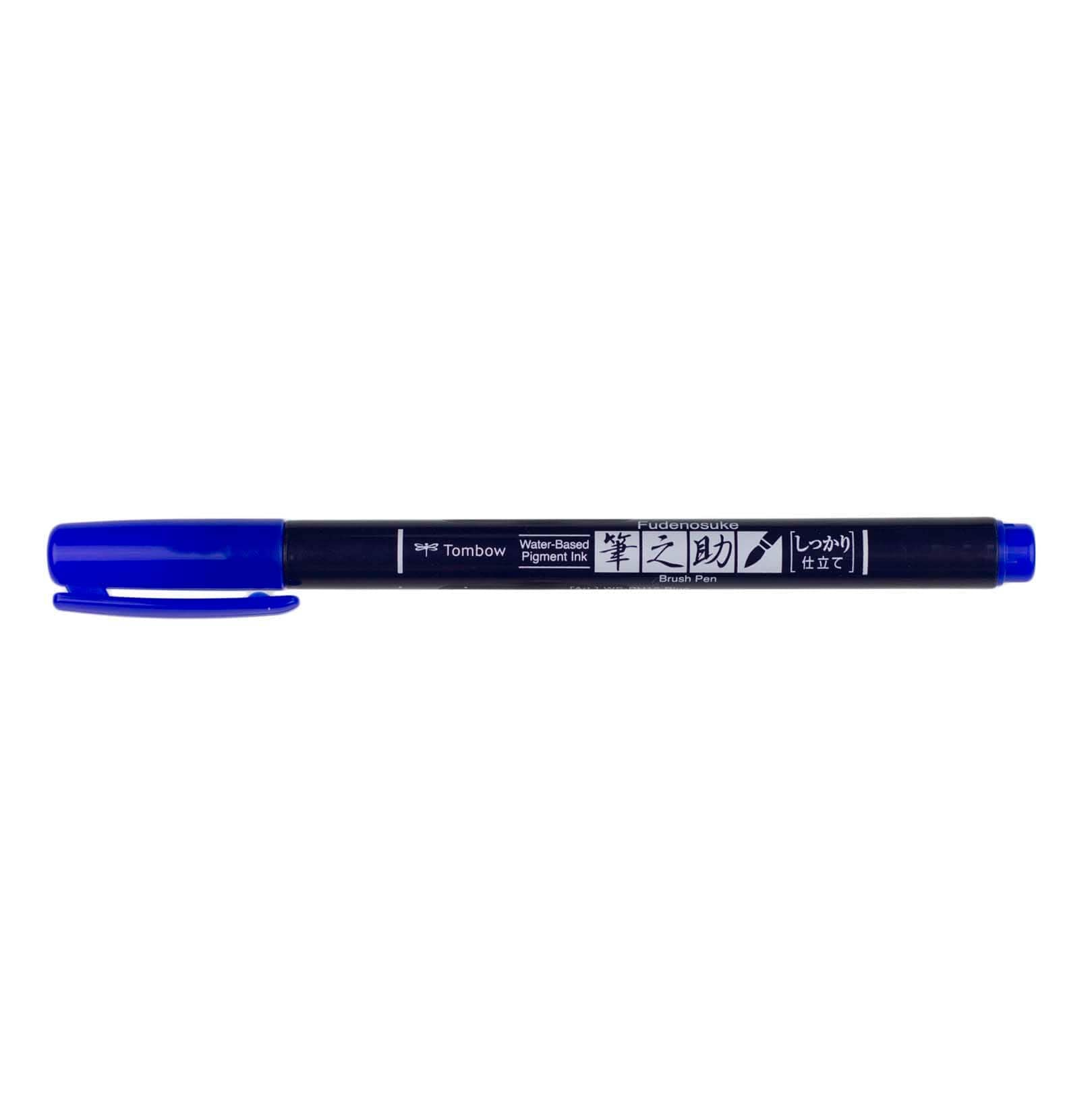 Tombow Fudenosuke Blue Hard Tip Brush Pen - Great for Drawing, Calligraphy, Sketching, and Note Taking - Bulk 12 Pack
