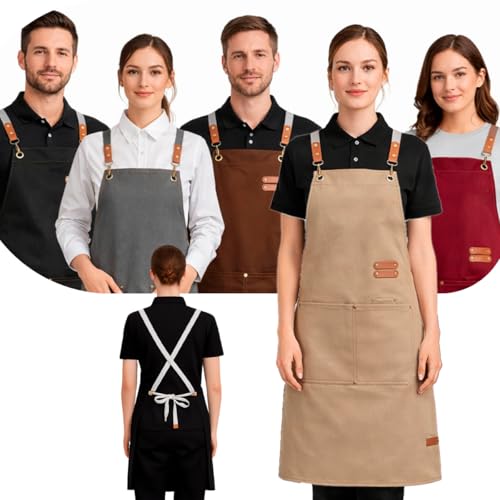 Avental Profissional Impermeável de Lona com Bolsos – Ajustável, Reforçado e Multiuso para Cozinha, Barista, Barbeiro, Churrasco e Jardinagem (Vinho)