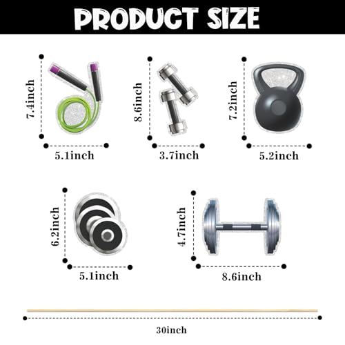 Image of Set of 15,Gym Theme Centerpiece Sticks,Weight Lifting Motion Table Toppers,Biceps Dumbbells Kettlebells Bodybuilding Cupcake Picks,Fitness Themed Birthday Party Decorations