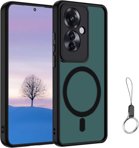 For OPPO Reno11 A 用 ケース 半透明のデザイン Magsafe対応 マグネット 搭載 ワイアレス充電 マット感ケース 米軍MIL規格取得 ハイブリット TPUバンパー PCマイクロドット加工 耐衝撃 黄ばみなし 指紋防止 擦り傷防止 OP