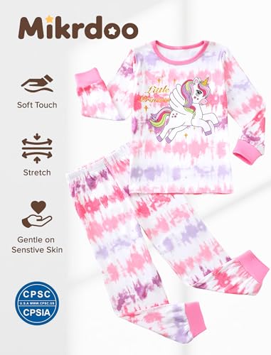 Mikrdoo Girls Pajamas Set Long Sleeve Tie Dye 2-Piece Kids PJs Sleepwear Size 4-14 Years2