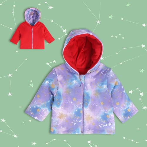 Image of miniklub Baby Hooded Full Sleeve Knitted Cotton Jacket (Red /Purple Color)