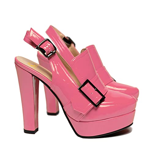Image of SHODENSE Women Vintage Platform Chunky High Heels Pumps Shoes Round Closed Toe Platform Loafers Ankle Strap Block Heel Slingback Summer Sandals Backless Buckle Loafer Ladies Chic Sexy Party 4-11 M US