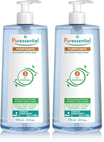 Puressentiel - Assainissant - Gel Antibactérien aux 3 Huiles Essentielles - 100% pures et naturelles - Elimine 99,9% des bactéries et des virus - 975 ml (Lot de 2)