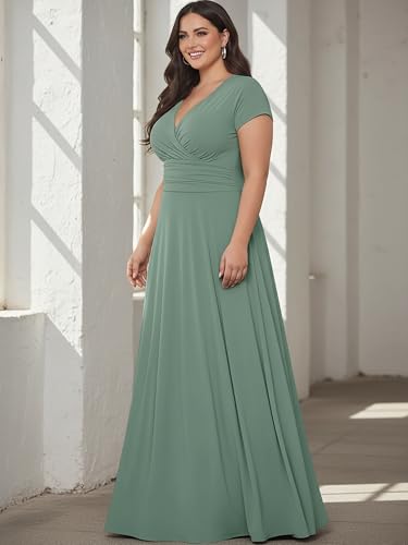 Image of KOH KOH Womens Sexy Cap Short Sleeve V-Neck Flowy Cocktail Gown