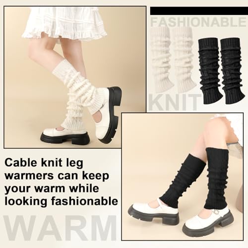 Jspupifip Women Ballet Leg Warmers, 80s Cable Knit Long Legwarmers for Girls, Extra Soft Leg Warmer for Yoga Ballet Dance3