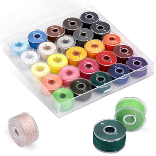 UzecPk 25pcs Assorted Colors Sewing Thread, Embroidery Bobbins, Prewound Bobbins