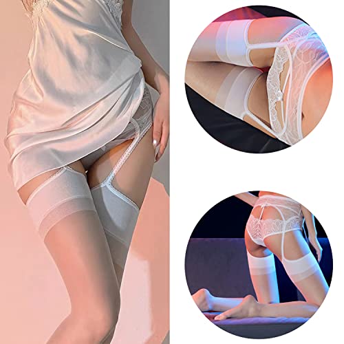 Image of Lidogirl Women's Lace Nights Garter Belt with Stockings Sheers
