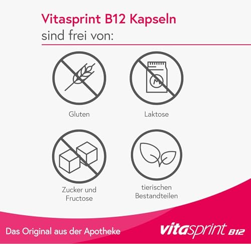 Vitamin B12 - Vitasprint B12 Kapseln, 100 St. - Mit Vitamin-B12 zur Besserung des Allgemeinbefindens, für mehr Energie und weniger Müdigkeit und Erschöpfung