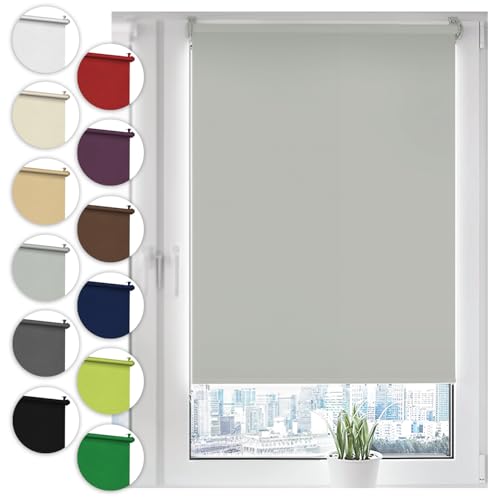 Sonello Store occultant Klemmfix sans percage 30cm x 130cm Gris Clair, Store Enrouleur Opaque pour fenêtres et Portes, Fixation avec ou sans perçage, Kit de...