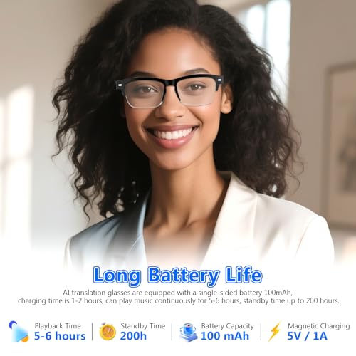 Image of AI Smart Glasses for Women Men, Anti-blue Light & Photochromic Lenses, Open-ear Half-frame Design, 26.1g Lightweight Music Eyeglasses, Bluetooth Glasses with Speakers for Travel Sports Business（YX01-A