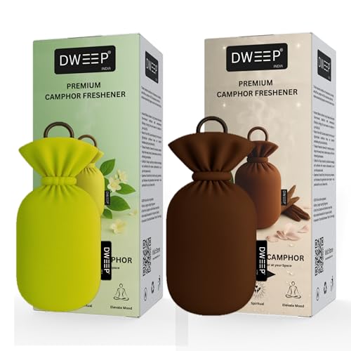 Image of Dweep Organic Camphor Air Freshener Pack of 2 | 100% Camphor Based | Long Lasting Freshener for Car, Wardrobe, Office Cabin, Travel Bag & Bathroom | Natural Odor Control (MOGRA-OUDH)